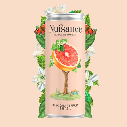 can of Nuisance Pink Grapefruit &amp; Basil Sparling Botanicals