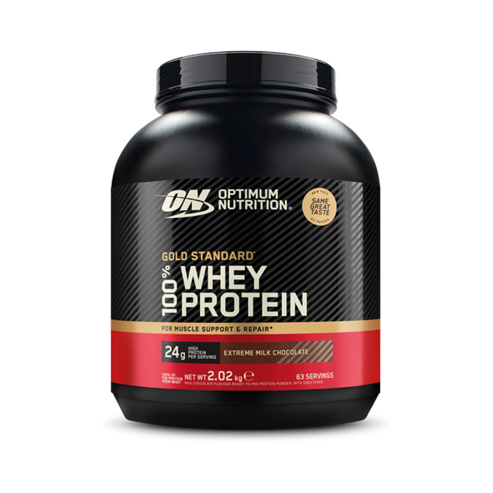 Optimum Nutrition Gold Standard 100% Whey Protein container on a white background