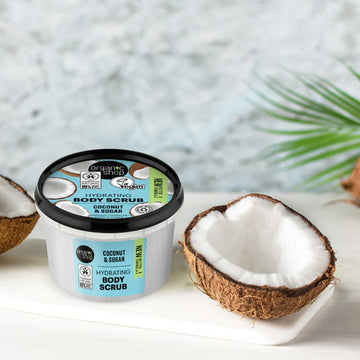 Organic Shop Hydrating Coconut Body Scrub with fresh coconut