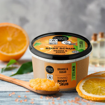Organic Shop Toning Orange Body Scrub with fresh oranges