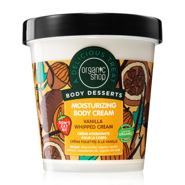 tub of Organic Shop Body Desserts Vanilla Moisturising Body Cream
