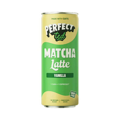 Can of Perfect Ted Matcha Latte Vanilla on a white background
