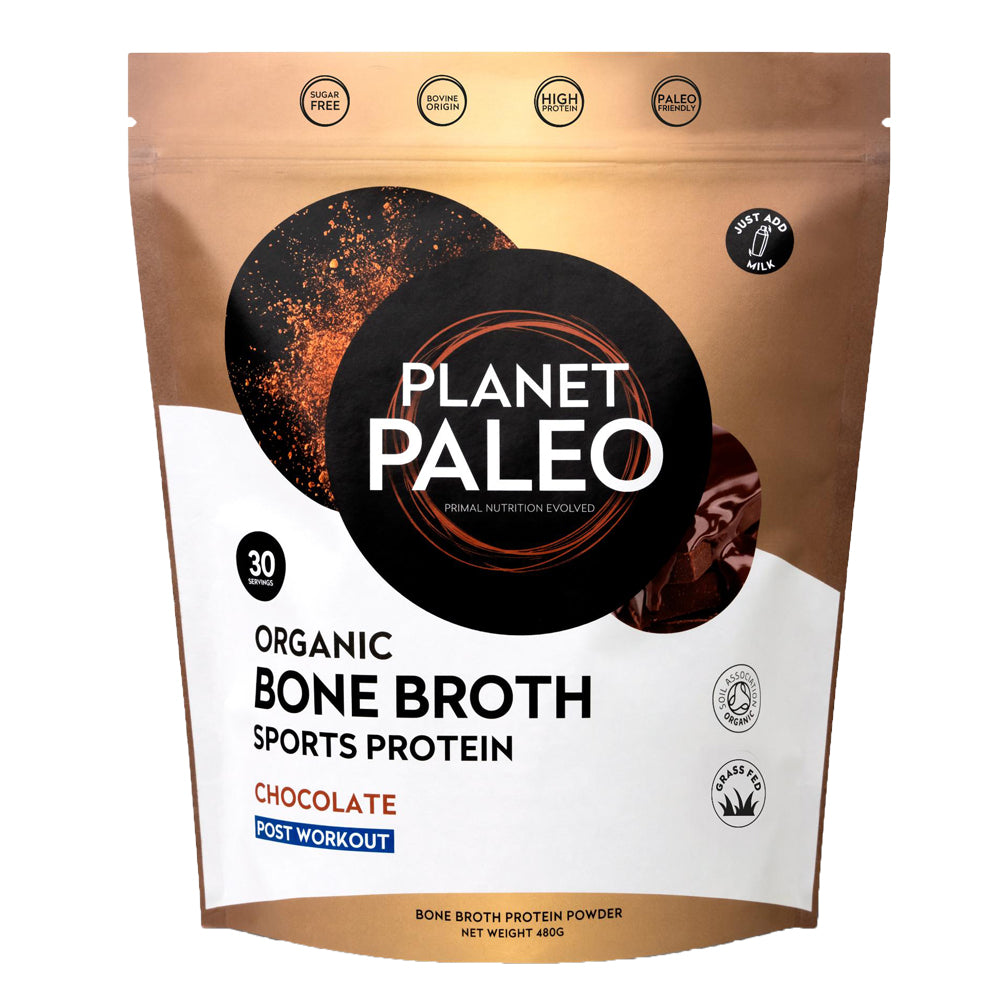 Planet Paleo Organic Bone Broth Sports Protein Powder - Chocolate