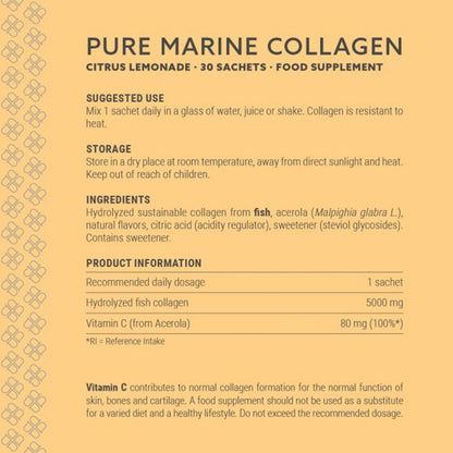 Plent Pure Marine Collagen Citrus Lemonade Sachets contents
