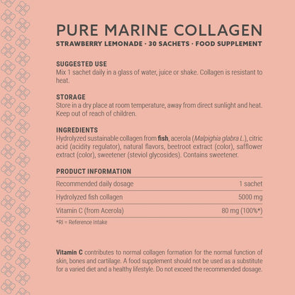 Plent Pure Marine Collagen Strawberry Lemonade contents