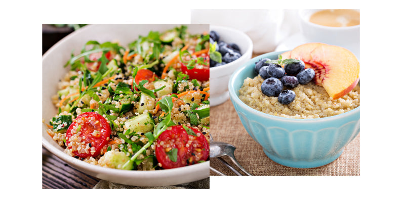 quinoa salad and breakfast bowl