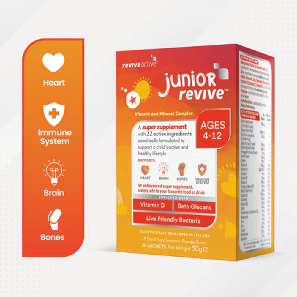 box of Revive Active Junior with glass