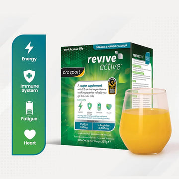 box of revive active with glass