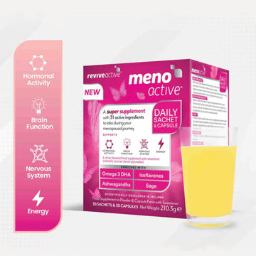 box of Revive Meno Active with glass