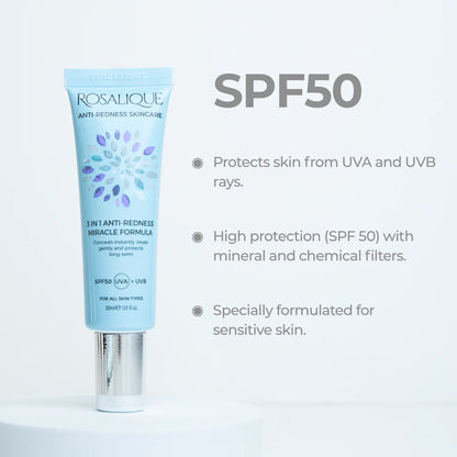 Rosalique 3 in 1 Anti-Redness Miracle Formula SPF50