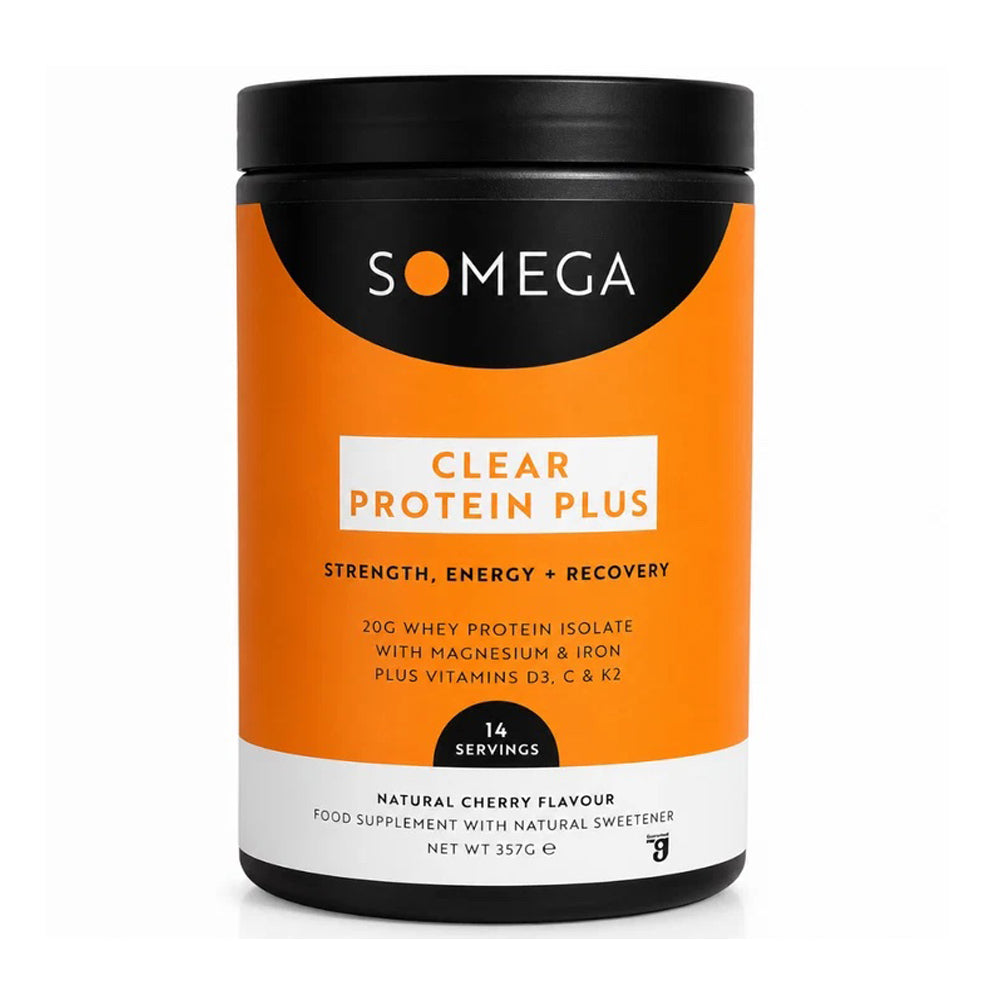 Somega Clear Protein Plus 357g container