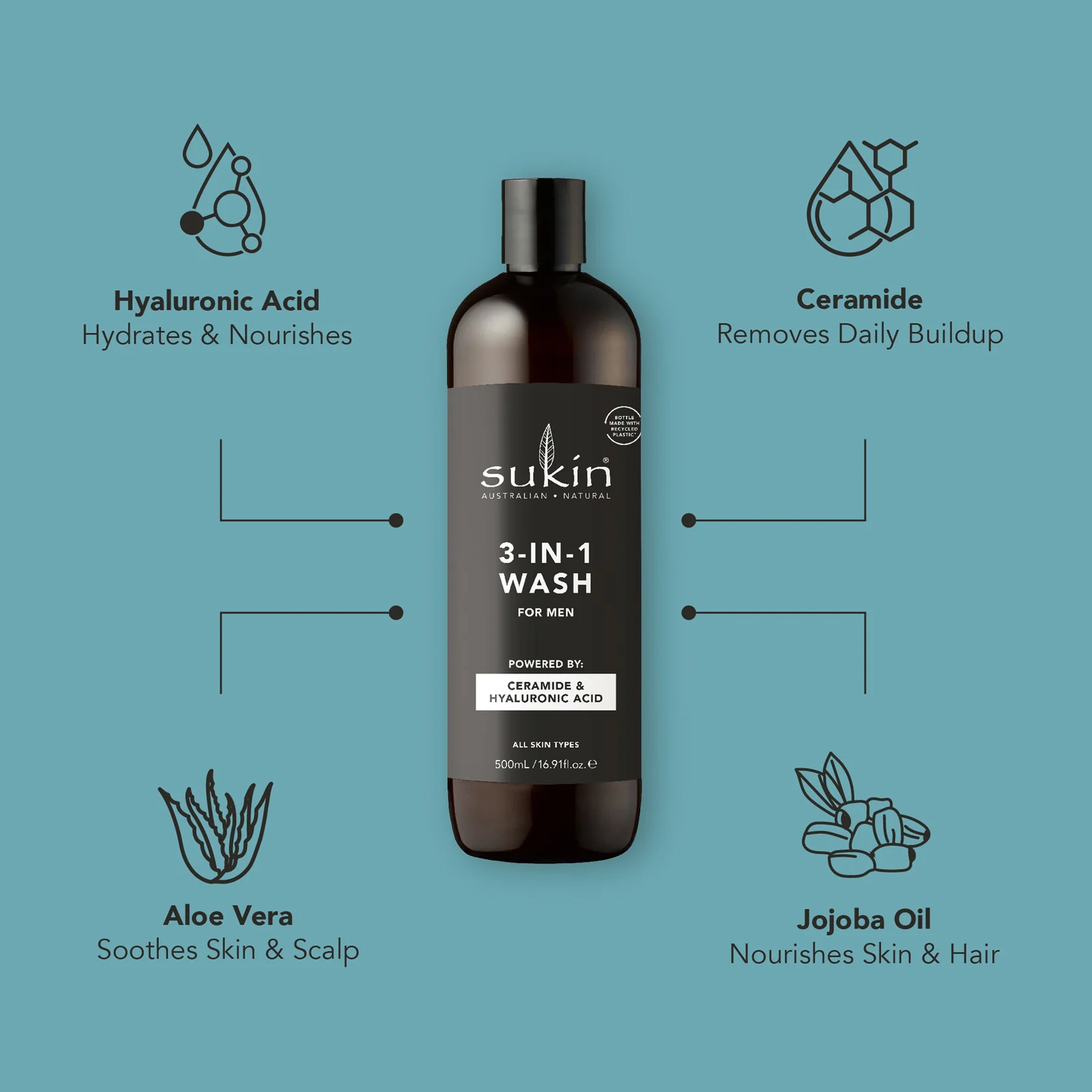 Sukin 3-in-1 Wash For Men