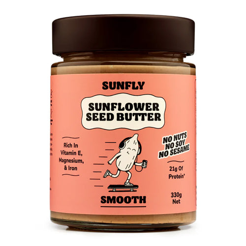 A jar of Smooth Sunfly Sunflower Seed Butter 