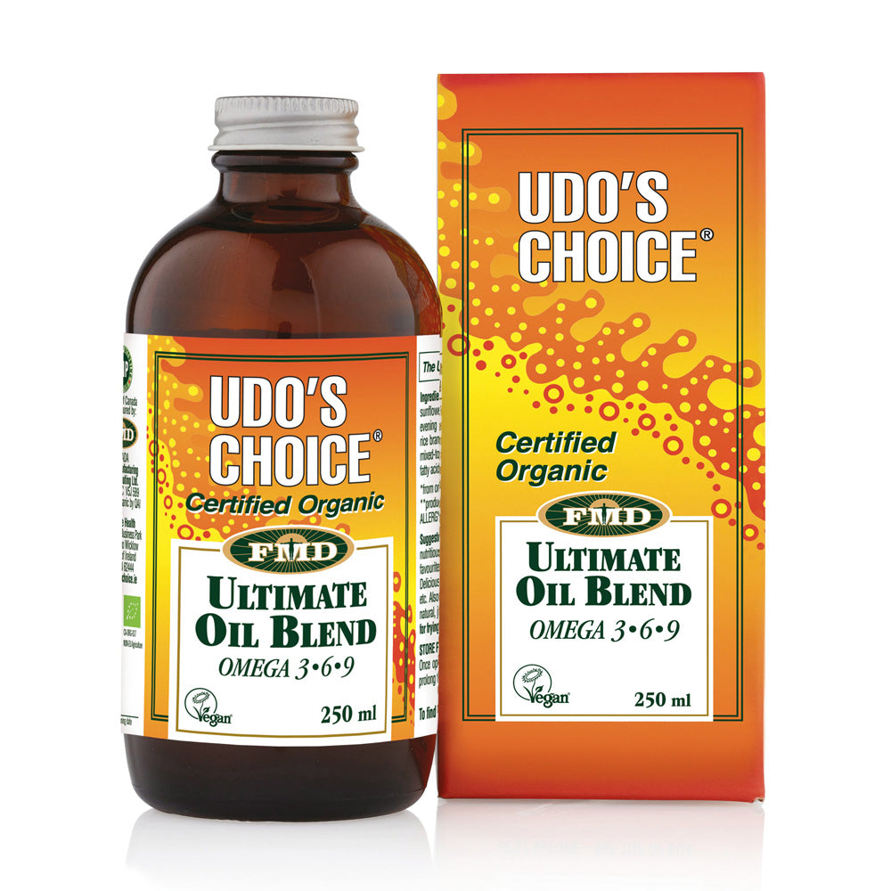 Udos Oil Bottle and Box