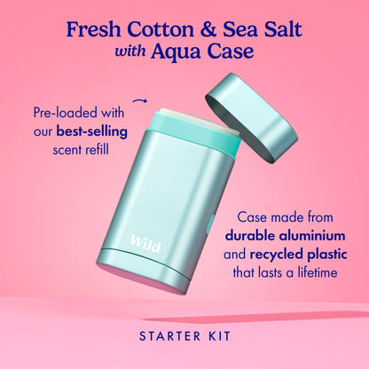Wild Natural Deodorant Fresh Cotton &amp; Sea Salt Refillable Deodorant Starter Pack