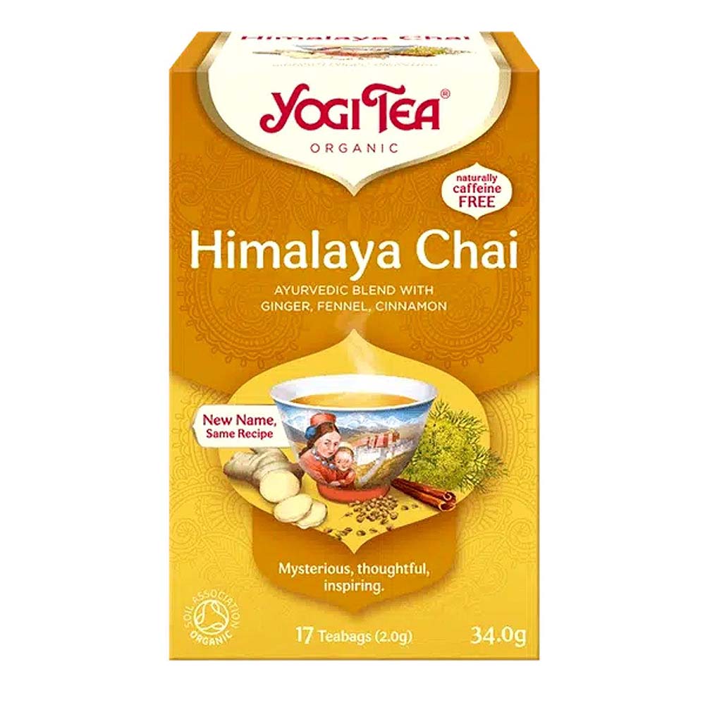 A box of Yogi Tea Organic Himalaya Chai tea