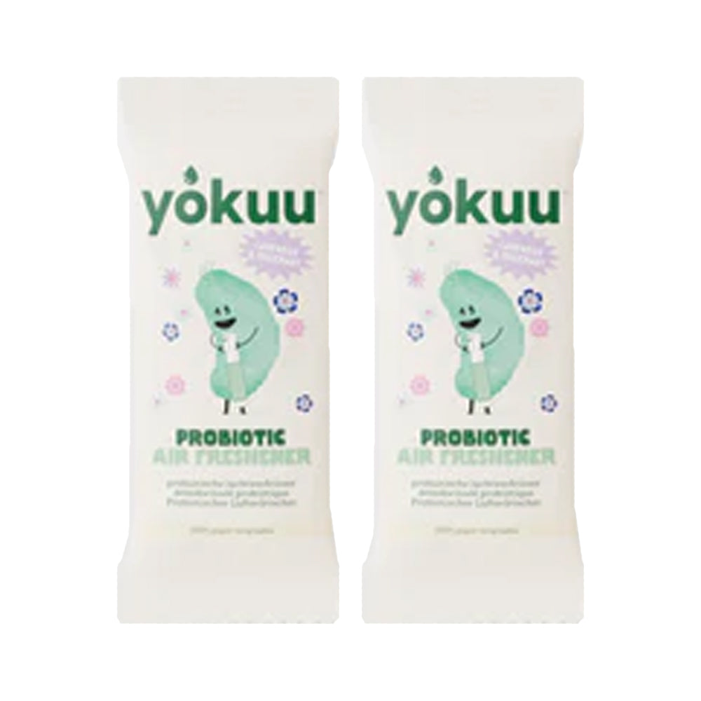 Two yokuu probiotic air freshener packages on a white background