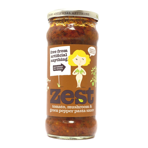 jar of Zest Tomato, Mushroom &amp; Green Pepper Pasta Sauce