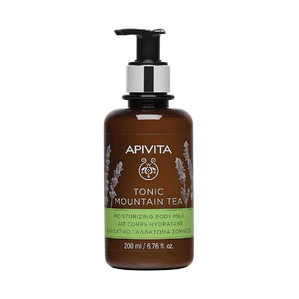 bottle of Apivita Tonic Mountain Tea Moisture Body Milk