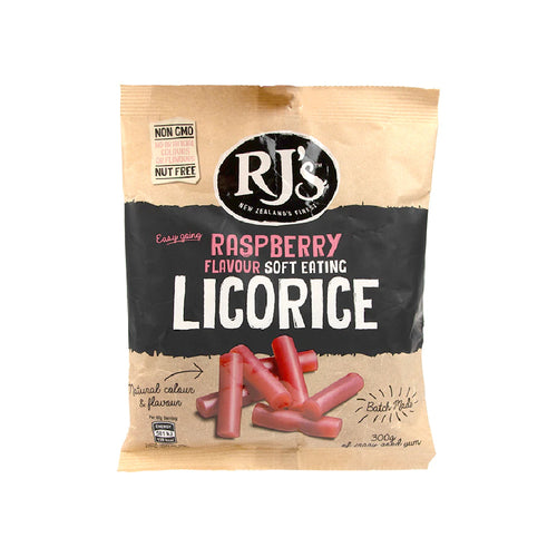 RJs Natural Soft Eating Raspberry Licorice 300g