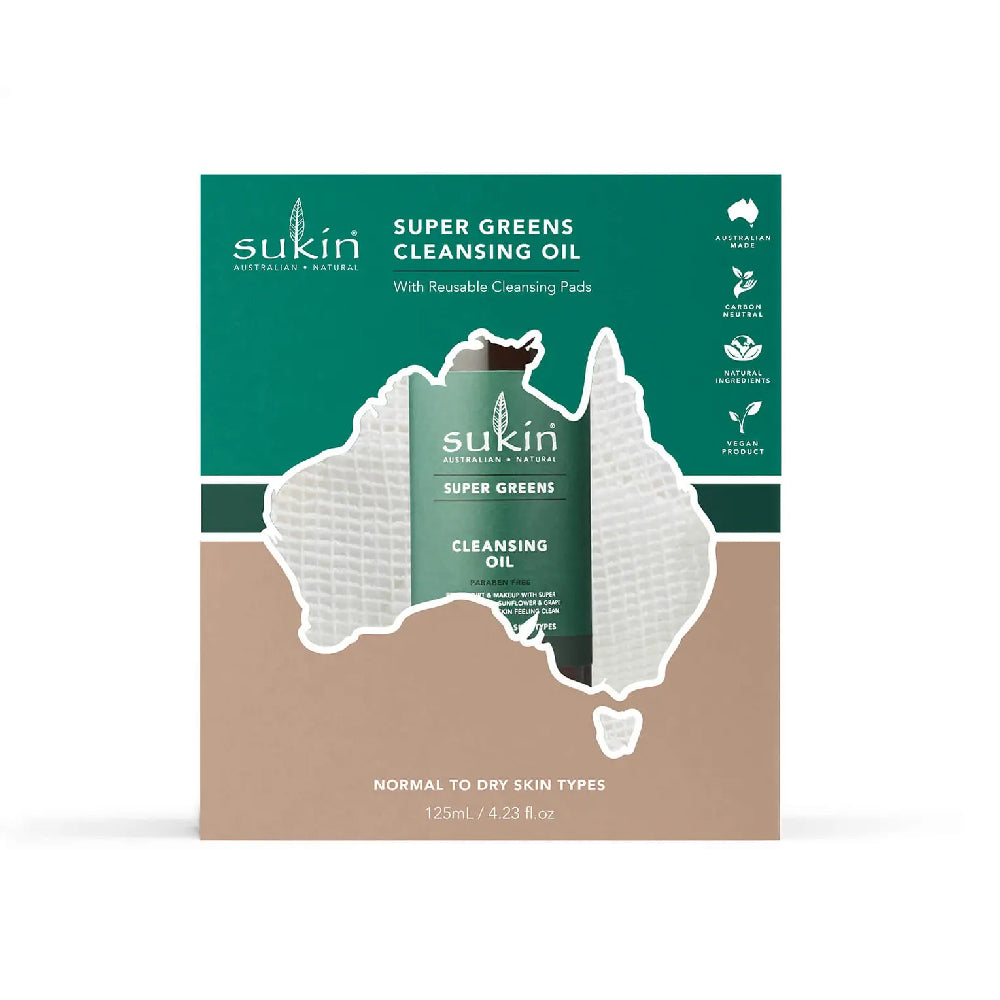 Sukin Supergreens Cleansing Oil with Pads Gift Set