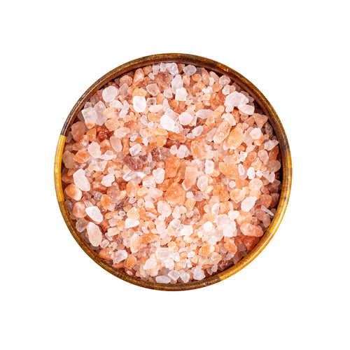 True Natural Goodness Coarse Himalayan Salt in wooden bowl