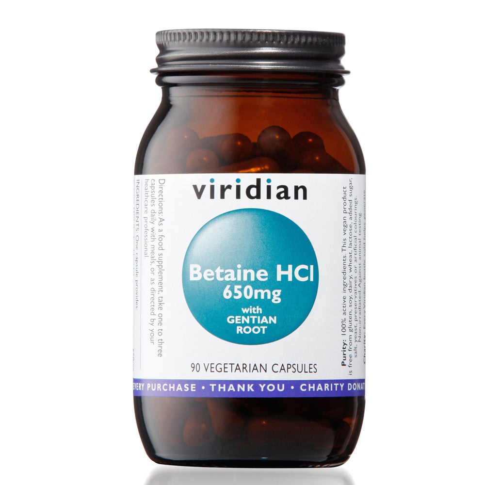 Viridian Betaine HCI 650mg with Gentian Root