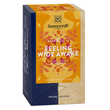 box of Sonnentor Organic Happiness Is Feeling Wide Awake Herbal Tea