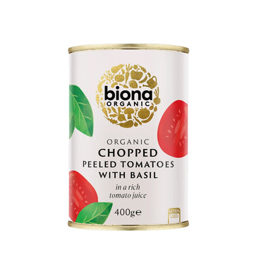 can of Biona Organic Chopped Tomatoes with Basil
