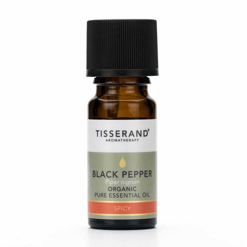 bottle of Tisserand Black Pepper Essential Oil