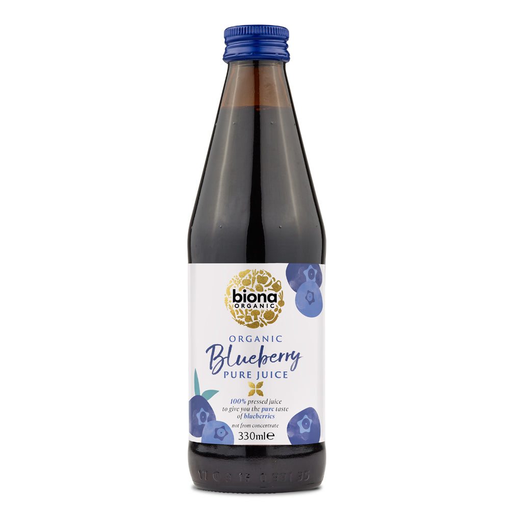 bottle of Biona Organic Blueberry Juice