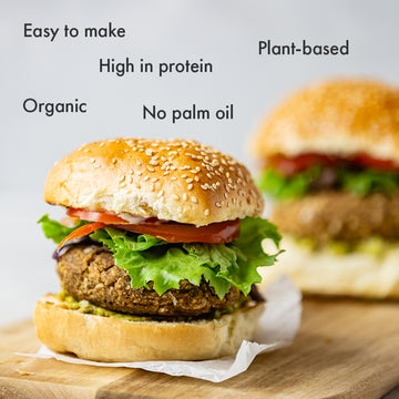 burgers made from Just Wholefoods Organic &amp; Vegan Burger Mix