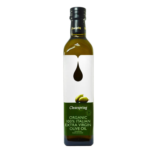 bottle of Clearspring Organic 100% Italian Extra Virgin Olive Oil