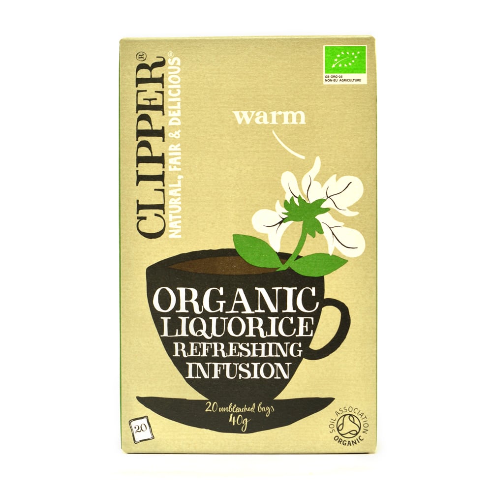 box of Clipper Organic Liquorice Refreshing Infusion Tea