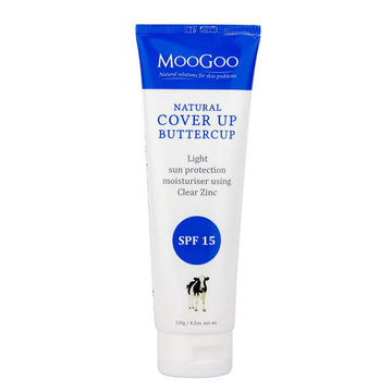 tub of MooGoo Cover Up Buttercup SPF 15 Natural Moisturiser