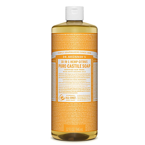 bottle of Dr. Bronner Citrus Pure Castile Soap