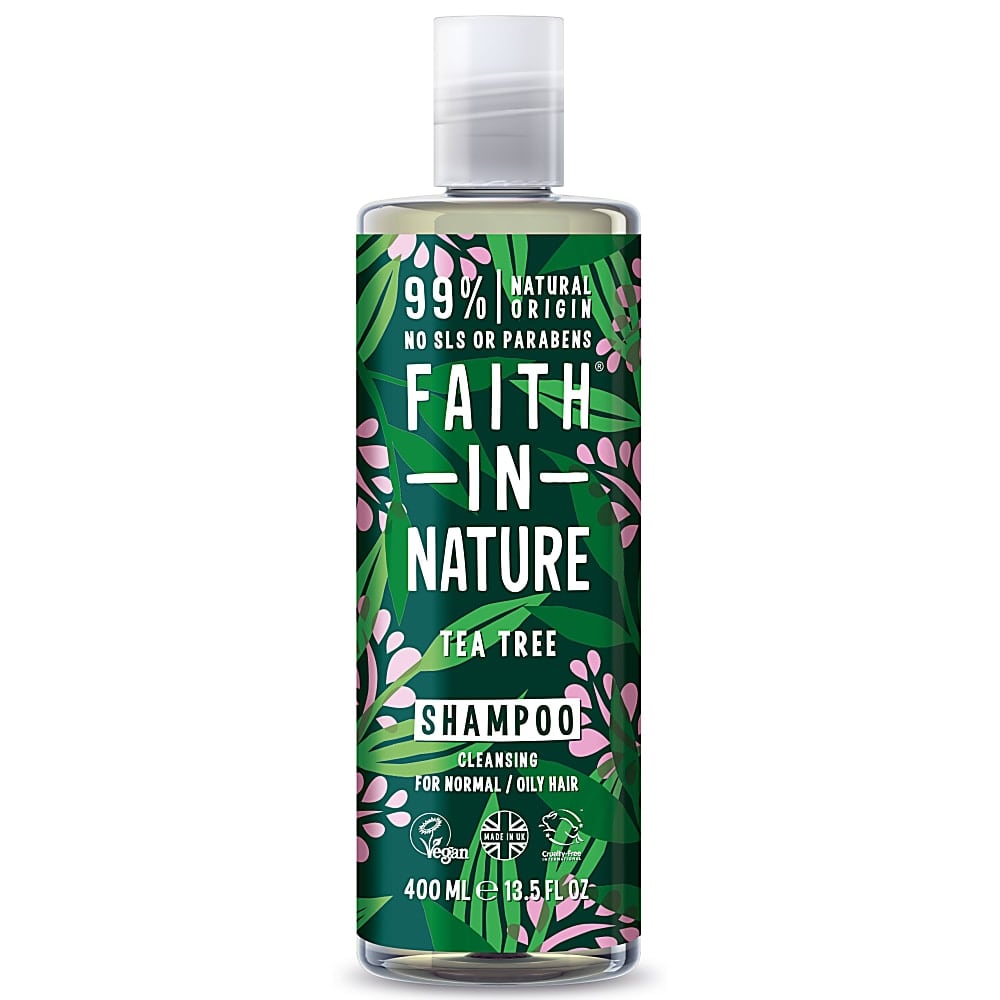 bottle of Faith In Nature Tea Tree Shampoo