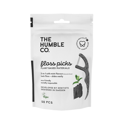 The Humble Co Natural Humble Floss Picks - Charcoal
