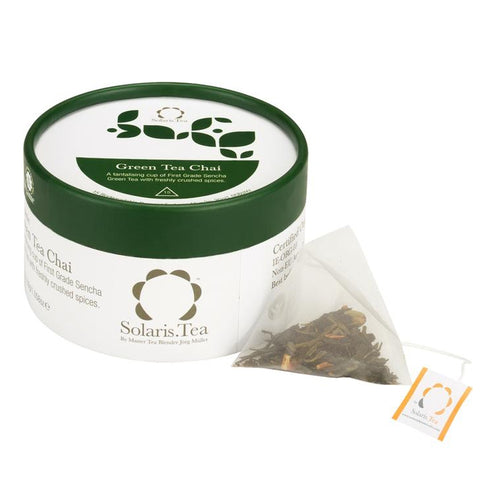 box of Solaris Organic Green Tea Chai Tea Bags