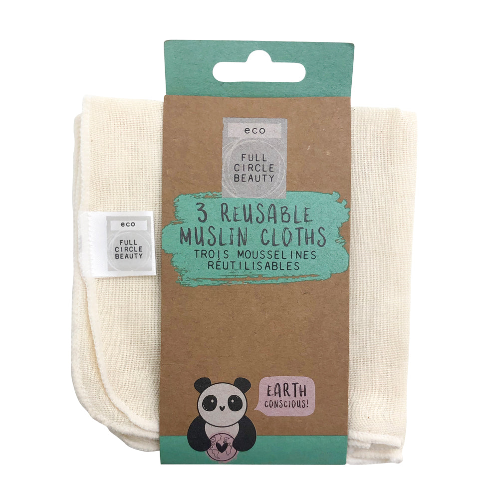 Full Circle Beauty Reusable Bamboo Muslin Cloths