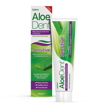 tube of Aloe Dent Aloe Vera Sensitive Flouride Free Toothpaste