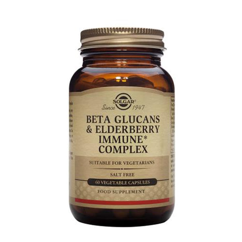 Bottle of Solgar Beta Glucans &amp; Elderberry Immune Complex